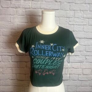 Honor The Gift Women's S Green Graphic T-Shirt Rayon Stretch Retro Streetcore